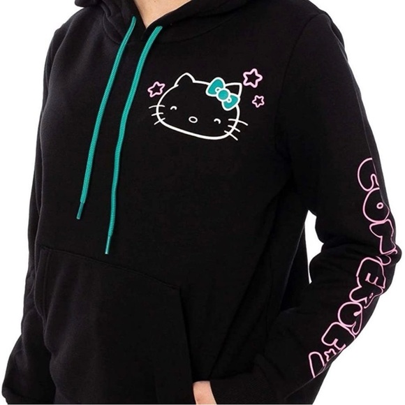 Converse Tops - Converse X Hello Kitty Sanrio Black Pullover Drawstring Hoodie Women's Small